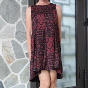 Ecote Black and Red Patterned Mini Dress